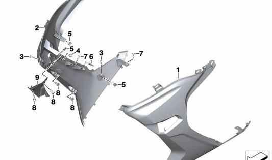 Rechte Kühlerverkleidung OEM 46638556348 für BMW C 600 Sport, C 650 Sport Motorräder. Original BMW Motorrad.