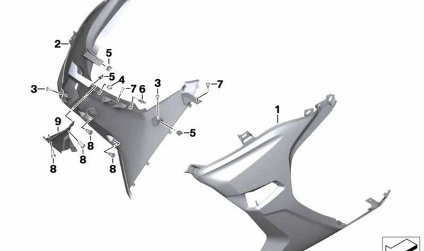 Cubierta lateral delantera derecha OEM 46638556356 para BMW Motorrad C 650 Sport (CK18) de 2015 a 2020. Original BMW Motorrad.