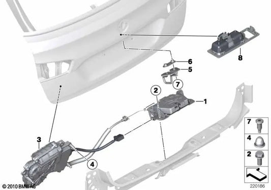 Tailgate Power Lock Motor for BMW F11, F11N (OEM 51247330649). Original BMW.