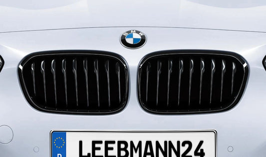 Parrilla delantera M Performance negro brillo OEM 51712357462 para BMW F20N, F21N. Realza el estilo deportivo del frontal con fácil instalación. Original BMW.