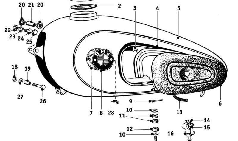 Cojín para la rodilla derecho para varios modelos de BMW (OEM 16114080186). Original BMW.