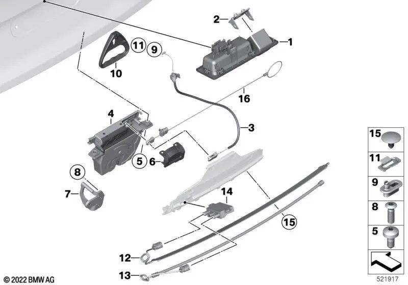 Capteur d'ouverture intelligente pour BMW F80, F82, F91, F92, F93 (OEM 61357848839). BMW d'origine