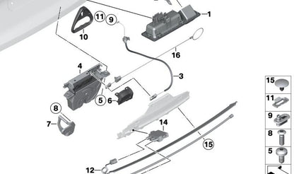 Cierre trasero maletero OEM 51247255634 para BMW F30, F30N, F35, F35N, F80, F80N, F32, F32N, F82, F82N. Original BMW.