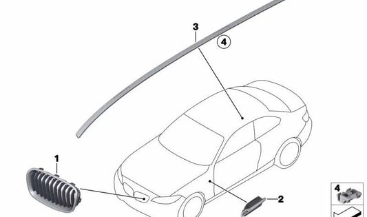 Grille décorative avant gauche pour la série BMW 1 F20, F21 (OEM 51137262119). BMW d'origine
