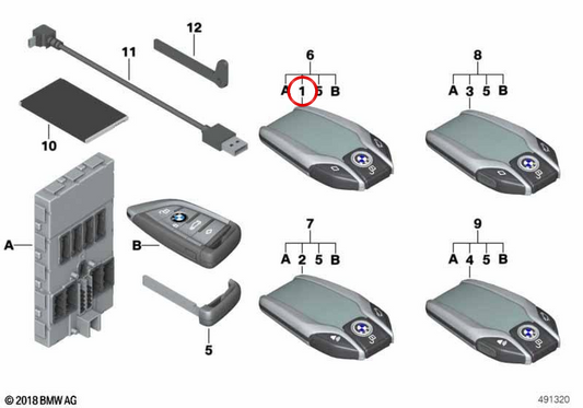 Llave Display Key OEM 66125A66290 para BMW F90, G30, G31, G38, G32, G11, G12, G01, G08, F97, G02, F98. Original BMW.
