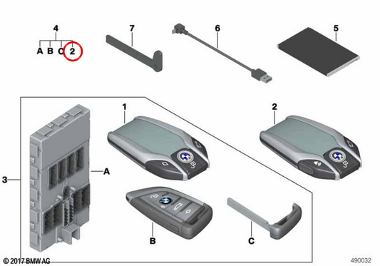 Clé de clé intelligente Key OEM 66125A66292 pour BMW F90, G30, G32, G11, G12, G01, F97, G02, F98. BMW d'origine.