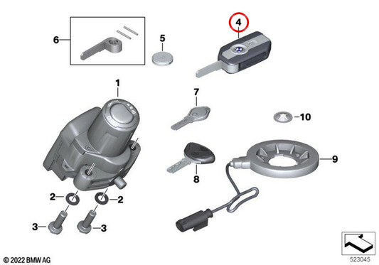 Chave inteligente Keyless Ride OEM 66127105700 para BMW Motorrad C 400 BMW Motorrad original.