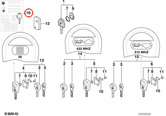 Schlüsselspeicher OEM 66128381059 für BMW E46, E39, E38, E53, E52. Original BMW.