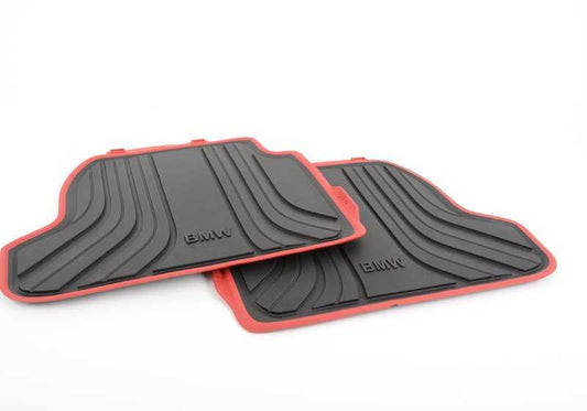 Esgotos originais OEM 51472297427 para BMW F21, F21N, F22, F22N, F87, F87N. Conjunto de 2 tapetes traseiros resistentes à água e sujeira. BMW original.