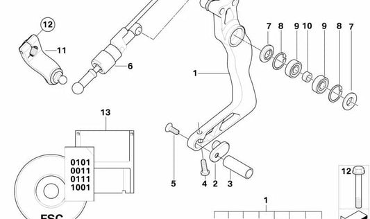 Assistente de mudança OEM 23417707637 para motocicletas BMW R1200S, HP2 Sport. BMW Motorrad original.