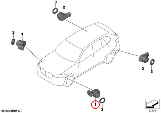 PDC -Parksensor Dravitgrau Metallic OEM 66205A2DA29 für BMW G09. Original BMW.