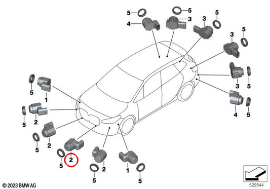 Space Metallic OEM 66205A2DA49 Capteur de stationnement PDC pour BMW U11, U12. BMW d'origine.