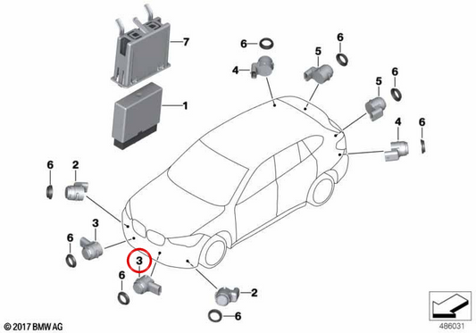 Sensore di parcheggio (PDC) Misano OEM 66206832305 per BMW F52, F48, F39. BMW originale.