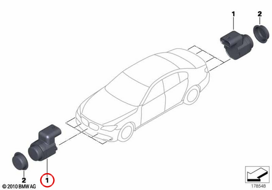 Sensor de aparcamiento PDC Havanna OEM 66206956742 para BMW E81, E82, E87, E88, E90, E91, E92, E93, E89. Original BMW.