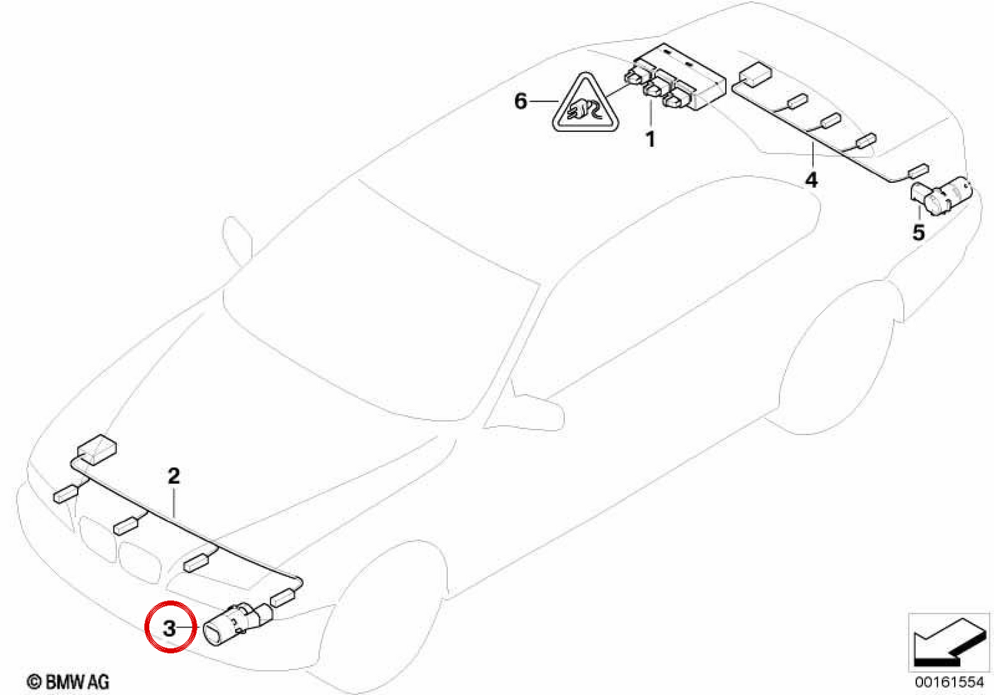 OEM Ultraschallparksensor 66206989084 für BMW E39, E60, E61, E83. Original BMW.