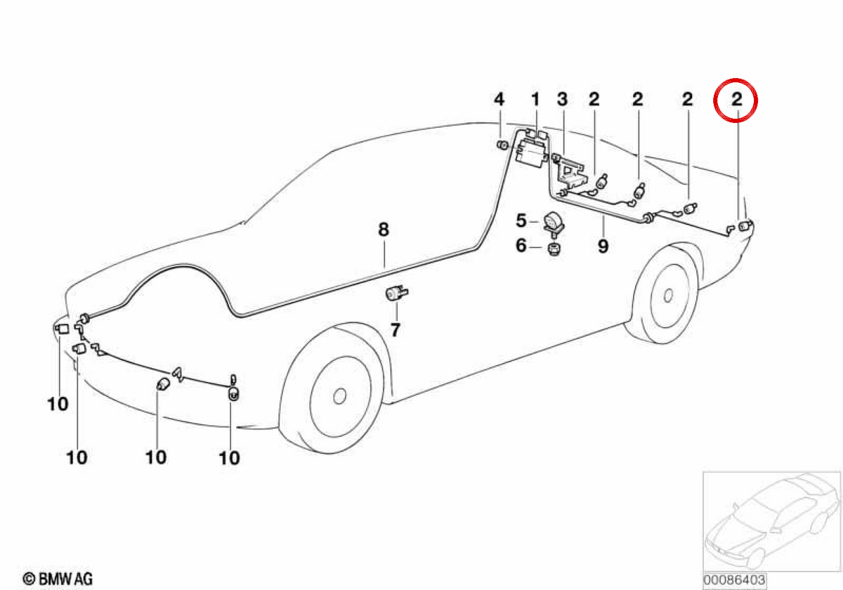PLATED PARKING SENSOR (PDC) Gray/Gray 66206989112 For BMW E39, E60, E61, E83. Original BMW.