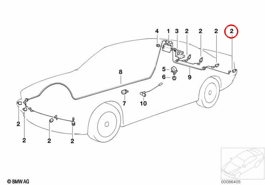 Sensor de estacionamento ultrassônico (PDC) OEM 66206989234 para BMW E39, E60, E61, E63, E64, E85, E86. BMW genuíno.