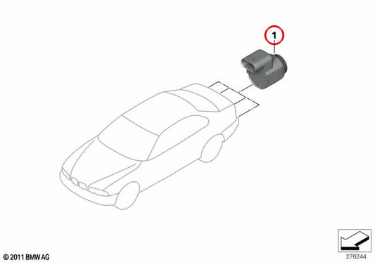 PDC Black Sapphire OEM parking sensor 66208021864 for BMW E46. Original BMW.