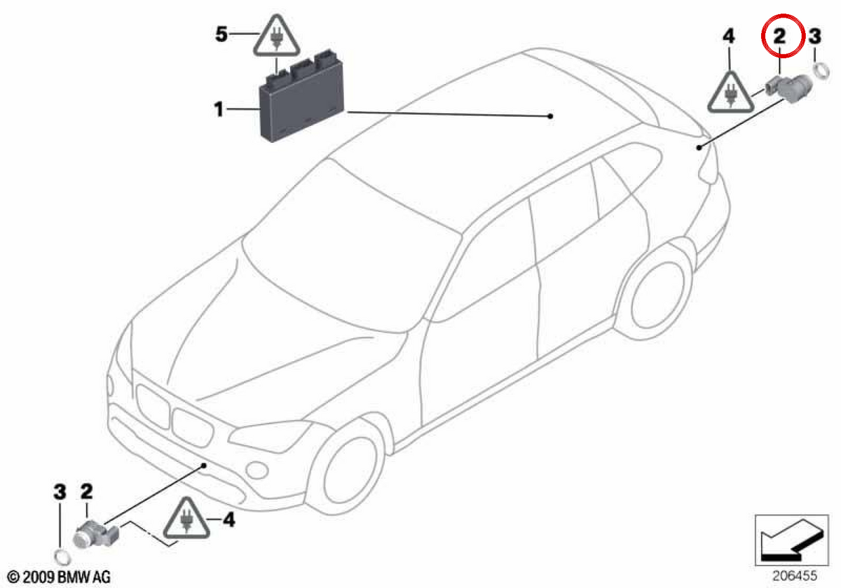PDC Parksensor Mineral Weiß OEM 66208050152 für BMW E81, E82, E87, E88, E90, E91, E92, E93, E84, E89. Original BMW.