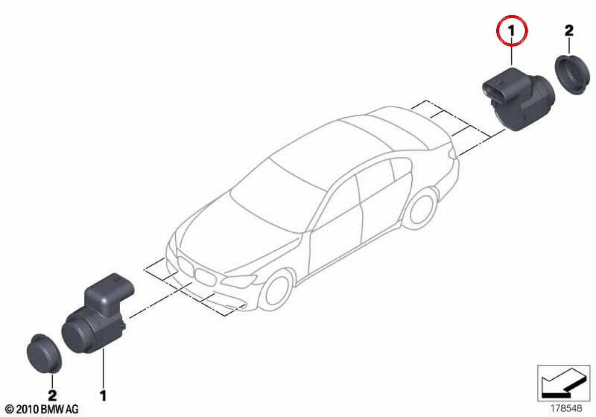 Capteur de stationnement Blue PDC Montego OEM 66209114342 pour BMW E81, E82, E87, E88, E90, E91, E92, E93, E89. BMW d'origine.