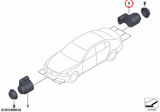 Capteur de stationnement PDC Monte Carlo Blau OEM 66209233044 pour BMW F07, F10, F11, E70, E71. BMW d'origine.