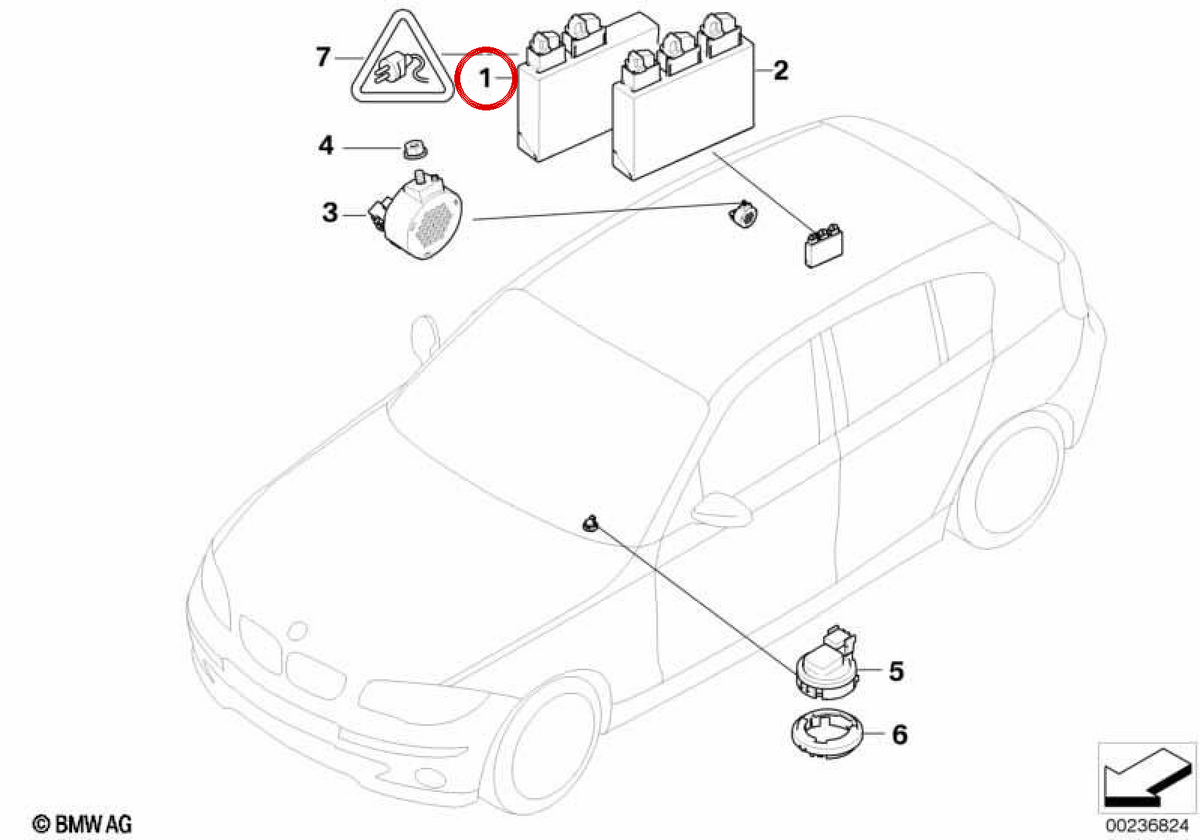 Unité de commande PDC (capteurs de stationnement) OEM 66209252639 pour BMW E81, E82, E87, E88, E90, E91, E92, E93, E84. BMW d'origine.