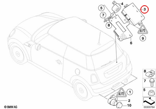 Mécanisme de commande PDC OEM 66209252640 pour MINI R55, R56, R57, R58, R59, R60, R61... et plus. MINI d'origine.