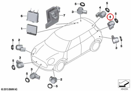 Ultraschallsensor PDC Grün Rebel OEM 66209336924 für MINI F54 Clubman, F55, F56, F57 Cabrio, F60 Countryman… und mehr. Original MINI