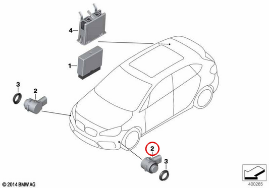 Sensor de aparcamiento PDC Storm Bay Metallic OEM 66209495771 para BMW F48, F39. Original BMW.