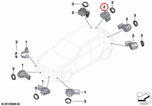 OEM parking sensor 66209863700 for BMW F87. Original BMW.