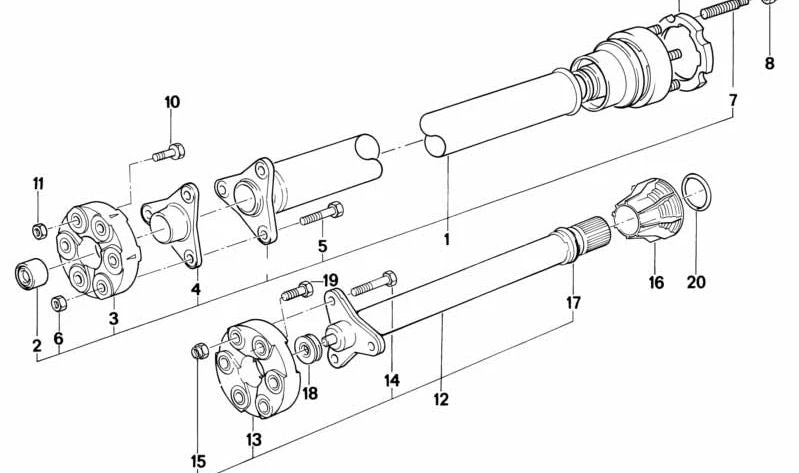 Eje de transmisión para BMW Serie 3 E30 (OEM 26111226500). Original BMW