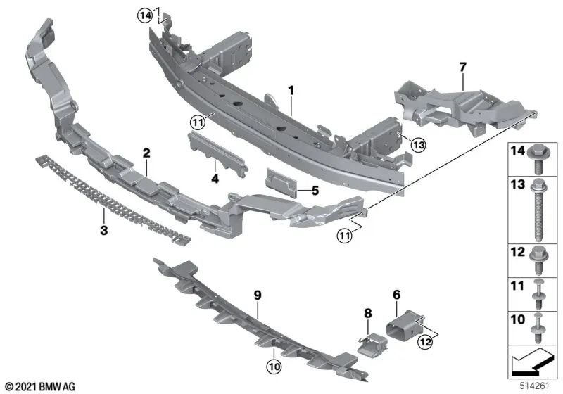 Left Headlight Bracket for BMW I20 (OEM 51117933613). Original BMW