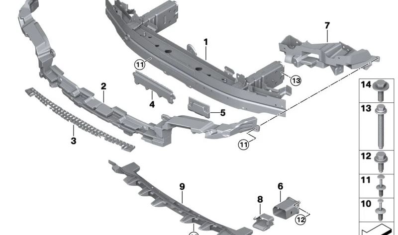 Assorbitore anteriore per la BMW I20 (OEM 51119464194). BMW originale