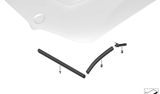 Junta de conducción de aire delantera derecha OEM 51767377154 para BMW I12 (i8) y BMW I15 (i8 Roadster). Compatible con modelos fabricados entre 2014 y 2020. Pieza original BMW.