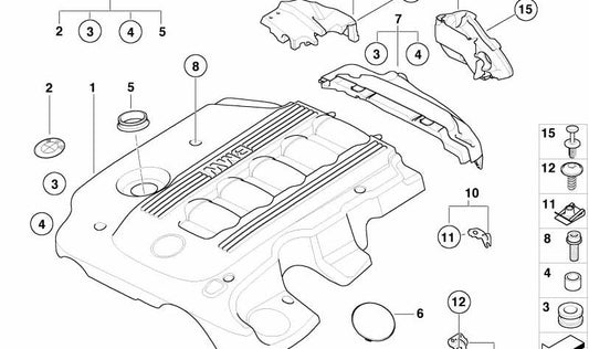 Cubierta acústica válvula de control de presión OEM 11147793088 para BMW E60, E61, E83. Reduce el ruido del motor. Original BMW.