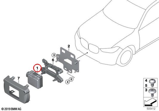 Front-Radarsensor OEM 66315A592D7 für BMW F40, F44, G20, G21, G22, G26, G01, G05, G06, G07, G29... und mehr. Original BMW