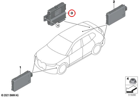 Module de capteur radar court à radar OEM 66325B49599 pour BMW F70, U06, G60, G61, G68, G90, G70, U11, U12, U10, G45, G05, G18, F95, G06, F96, G07, G09, I20, U25. BMW d'origine.