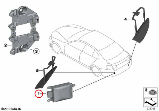 Sensor de ponto cego direito OEM 66326885935 para BMW F30, F31, F34, F35, F32, F33. BMW genuíno.
