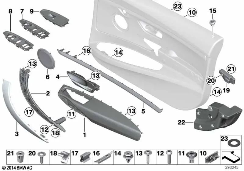 Front left accent strip for BMW F34, F34N (OEM 51417315331). Original BMW