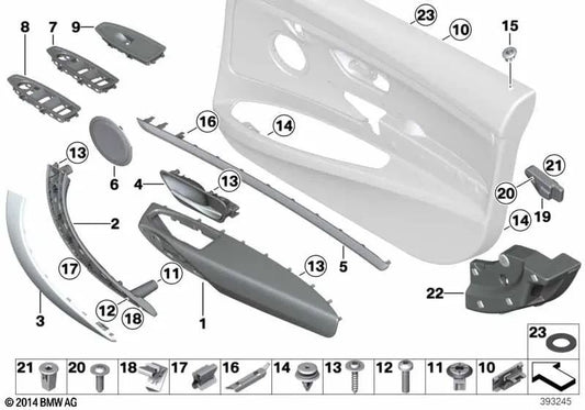 Crashpad front right door for BMW 3 Series F34, F34N (OEM 51717291328). Original BMW.