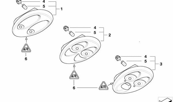 Luz interior color anthrazit OEM 63316940948 para MINI R50 One, Cooper, R53 Cooper S… y más. Original MINI.