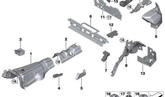 Rear floor sound insulation OEM 51487434348 for BMW F95, G06, F96. Original BMW.