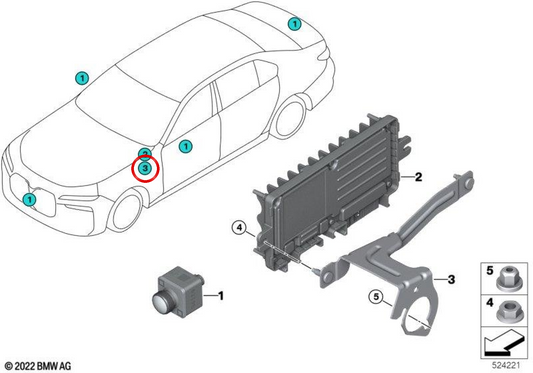 Soporte de unidad de mando OEM 66539505266 para BMW Serie 5 G60, G68, Serie 7 G70, G73 y más. Original BMW.