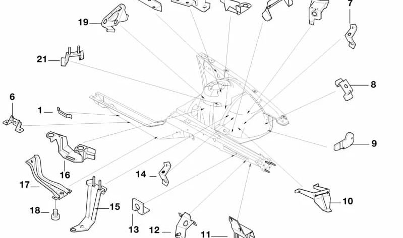 Soporte para sujeción del radiador izquierdo para BMW E39, E38 (OEM 41118125049). Original BMW.