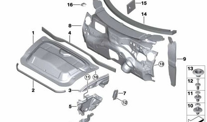 Junta de la tapa delantera izquierda OEM 51489803489 para MINI R60 y R61 (todos los modelos: Cooper, Cooper ALL4, Cooper D) del 2010 al 2016. Original MINI.
