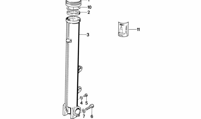 Tubo deslizante negro derecho OEM 31421454970 para BMW Motorrad K100, K100LT, K100RS, K100RT. Original BMW Motorrad.