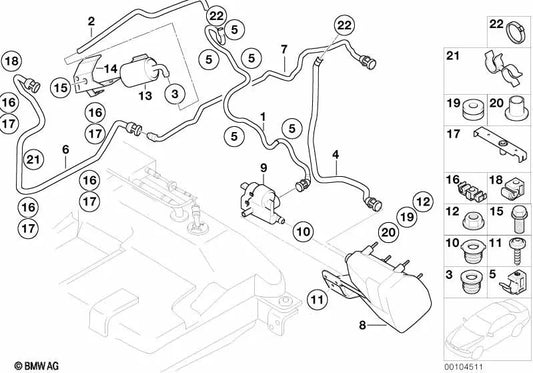 Tubo de respiro para BMW Z8 E52 (OEM 16131184578). BMW original