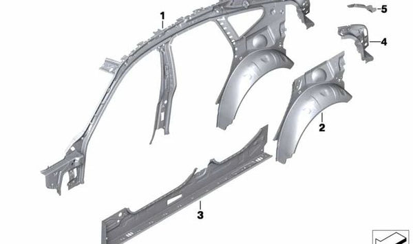 Revestimiento paso de rueda trasero izquierdo OEM 41217333933 para BMW F36. Original BMW.