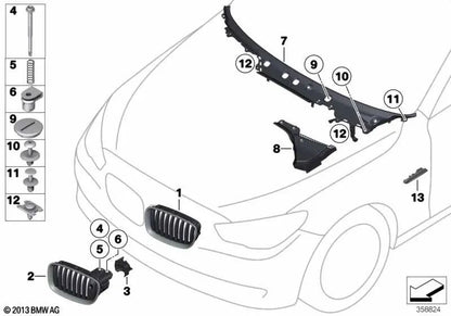 Ziergitter Front izquierda para BMW Serie 5 F07N (OEM 51137336483). Original BMW