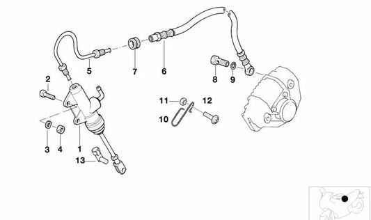 Cilindro principal de freno delantero OEM 34312314726 para BMW Motorrad R1100GS, R850GS. Original BMW Motorrad.
